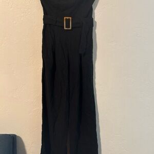 Monteau Black Jumpsuit with Belted Detail